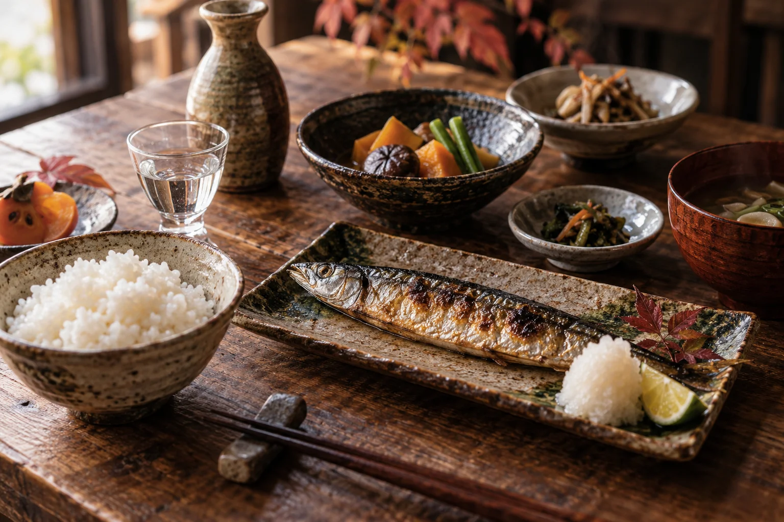 季節の和食を描いた仮イメージ。実際の提供料理ではありません。